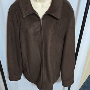 Perry Ellis Portfolio Men's Brown Faux Suede Faux Fur Lined Jacket Coat